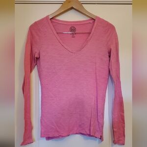 SO Pink Long Sleeve V-Neck Top